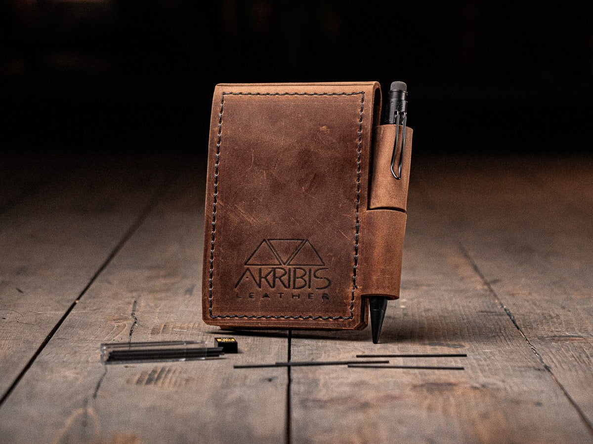 Notepad Neck Rope Locking Notepad Cover with Rite in the Rain Kit – Akribis Leather