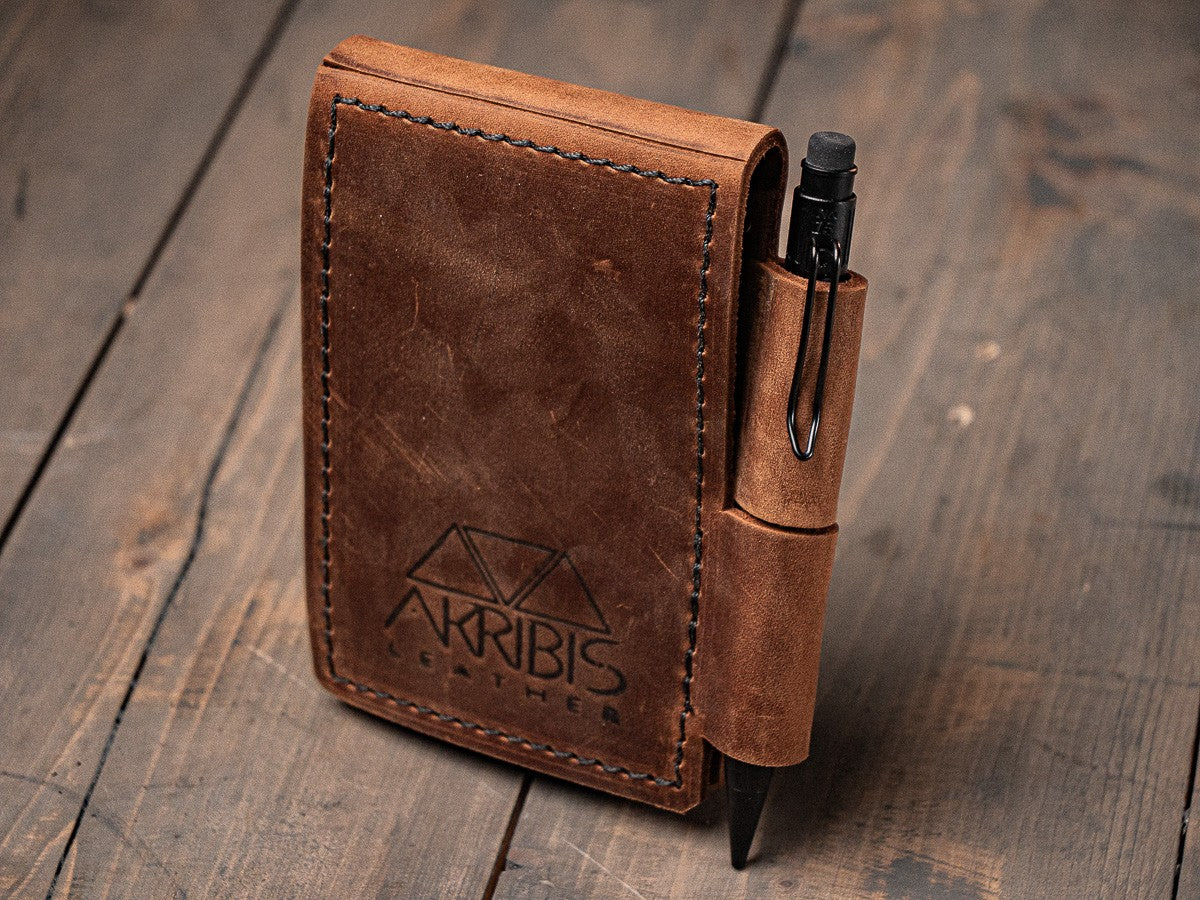 Notepad Neck Rope Locking Notepad Cover with Rite in the Rain Kit – Akribis Leather