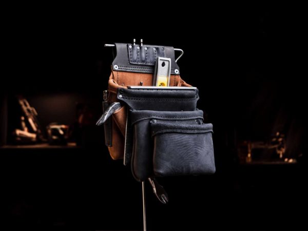 LMini tan and black bag for Akribis Leather Tool Belt